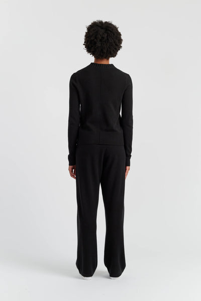 Black Wool-Cashmere Cropped Sweater