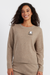 Soft-Truffle Wood-Cashmere Snoopy Badge Sweater