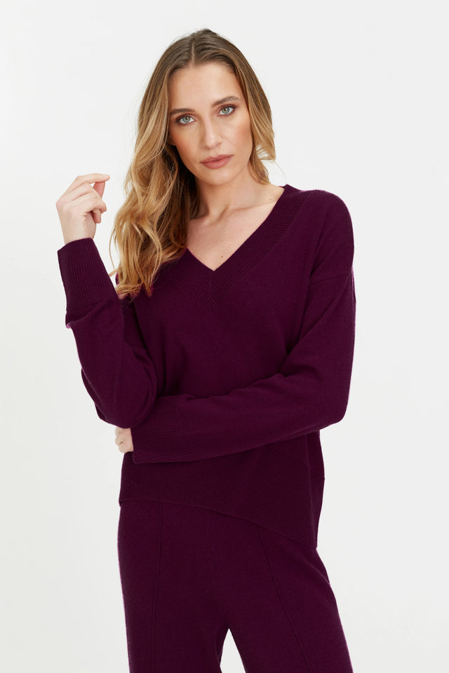 Mulberry Wool-Cashmere V-Neck Sweater image 1
