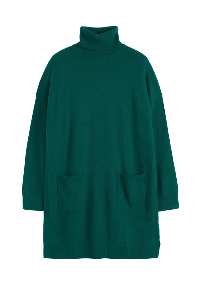 Emerald Wool-Cashmere Mini Rollneck Dress image 4