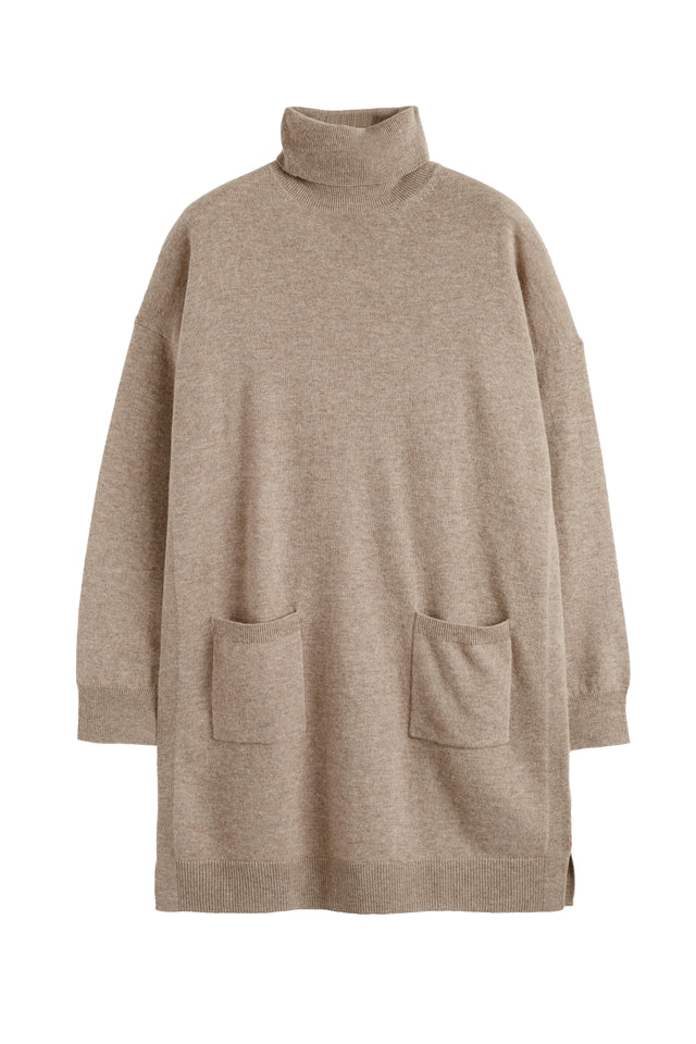 Warm-Oatmeal Wool-Cashmere Mini Rollneck Dress image 4