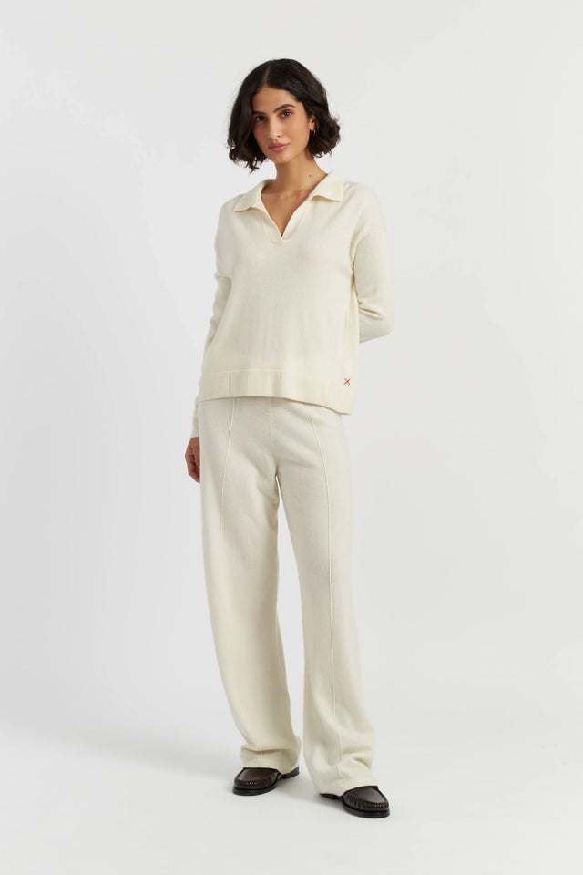 Cream Wool-Cashmere Collared Sweater image 2