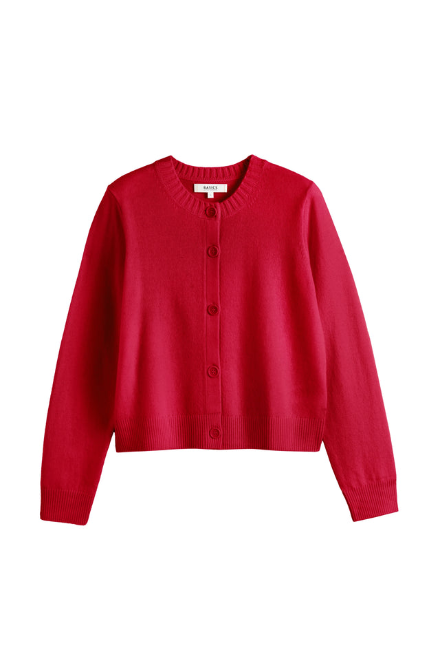 Crimson Wool-Cashmere Crew Neck Cardigan image 3