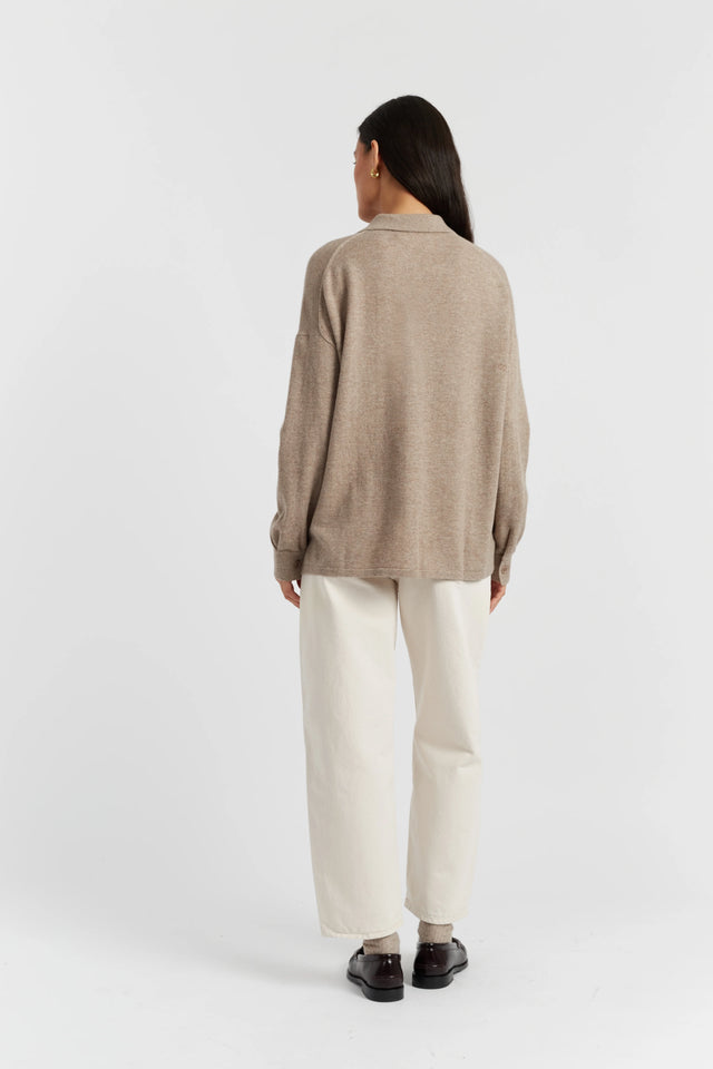 Warm-Oatmeal Wool-Cashmere Relaxed Shirt image 3