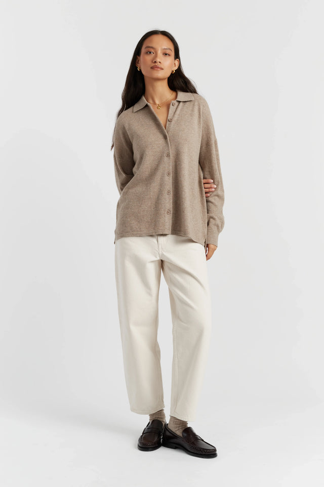 Warm-Oatmeal Wool-Cashmere Relaxed Shirt image 2