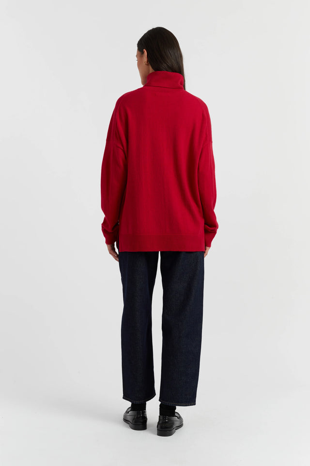 Crimson Wool-Cashmere Rollneck Sweater image 3