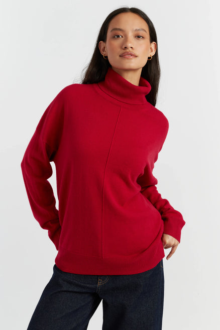 Crimson Wool-Cashmere Rollneck Sweater