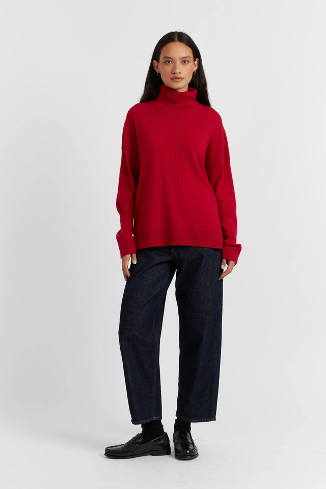 Crimson Wool-Cashmere Rollneck Sweater image 2