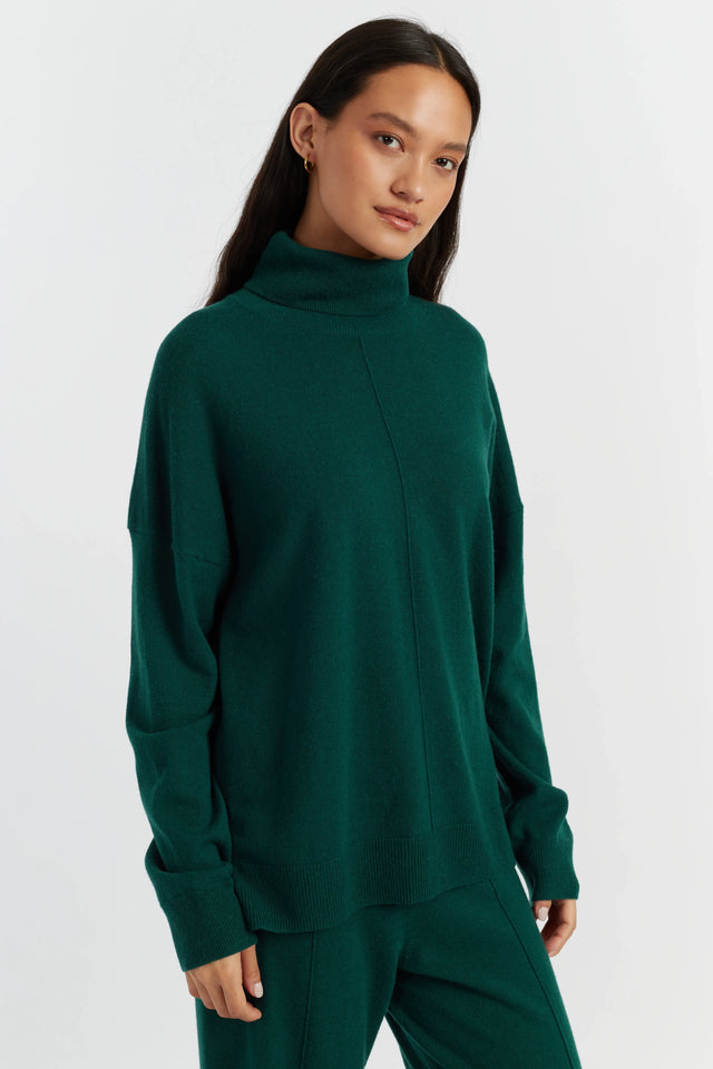 Emerald Wool-Cashmere Relaxed Rollneck Sweater image 1