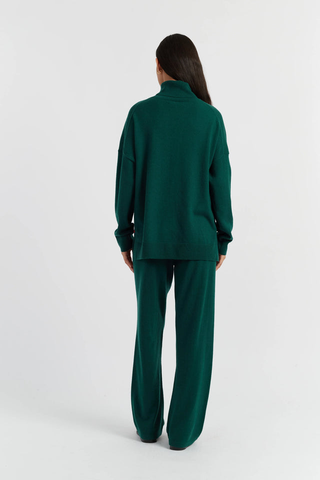 Emerald Wool-Cashmere Relaxed Rollneck Sweater image 3