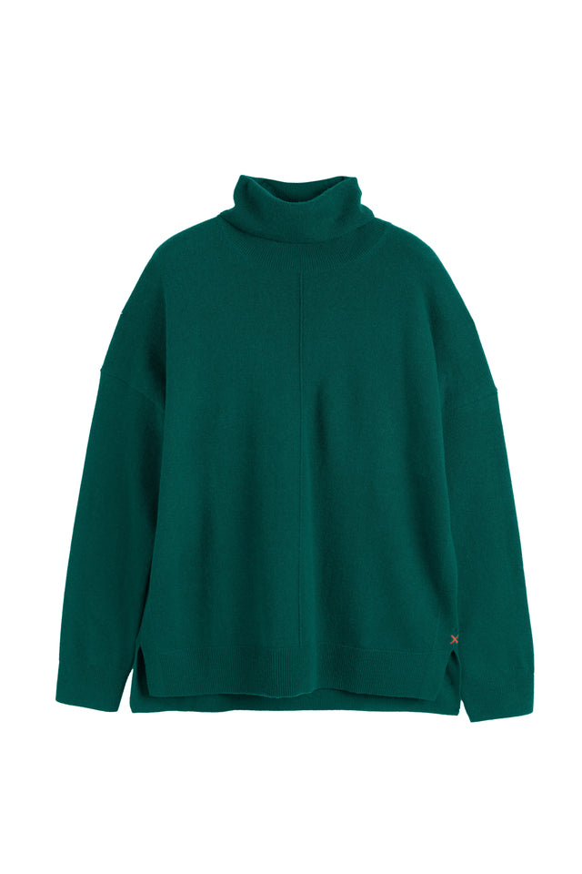 Emerald Wool-Cashmere Relaxed Rollneck Sweater image 4