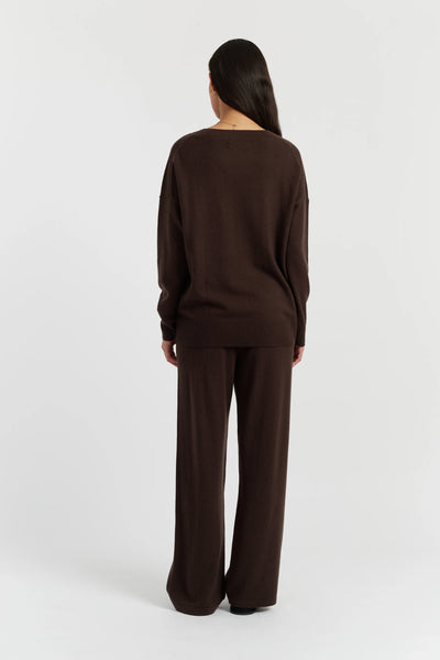 Chocolate Wool-Cashmere Slouchy Sweater