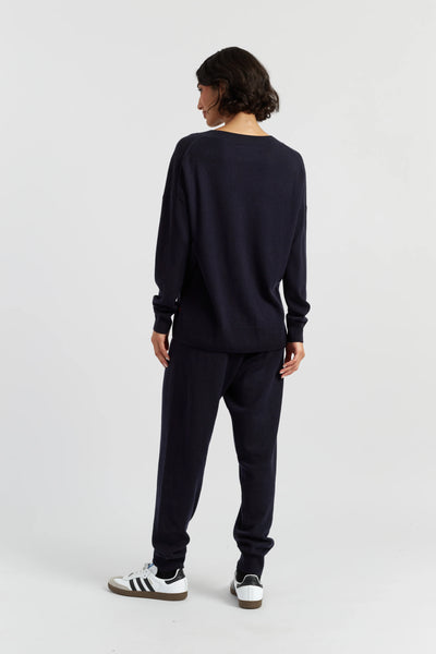 Navy Wool-Cashmere Slouchy Sweater