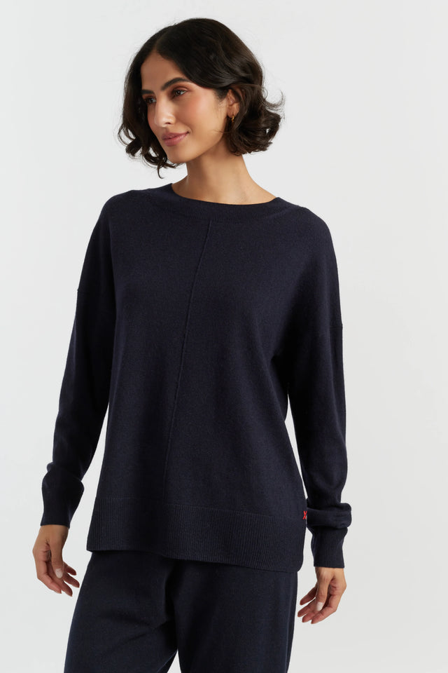 Navy Wool-Cashmere Slouchy Sweater image 1
