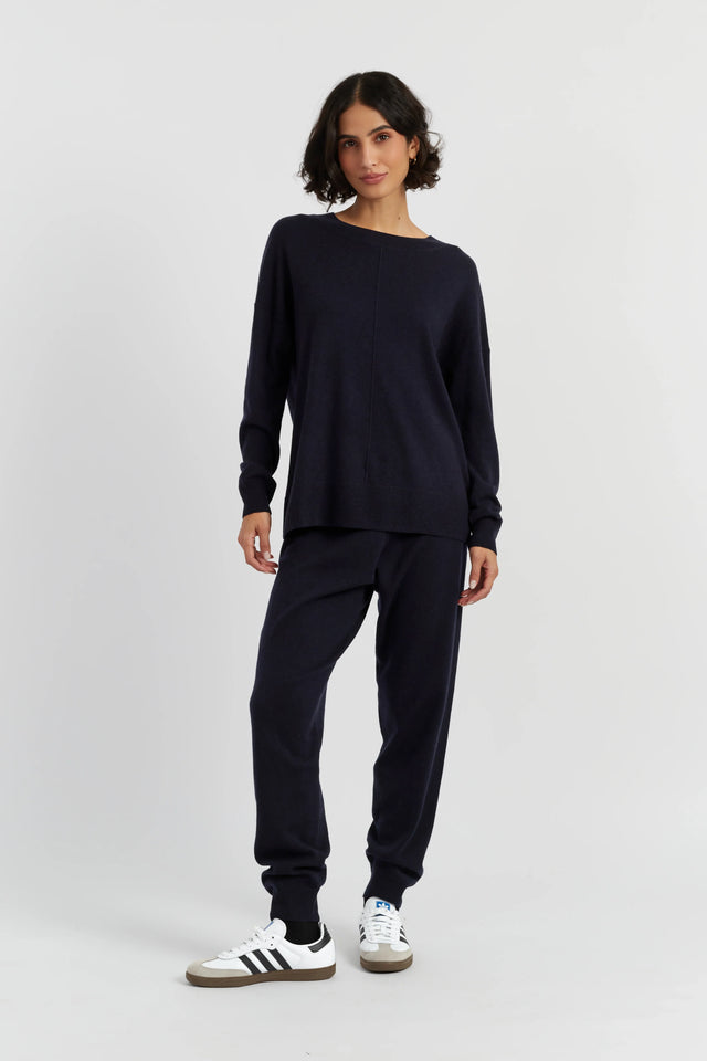 Navy Wool-Cashmere Slouchy Sweater image 2