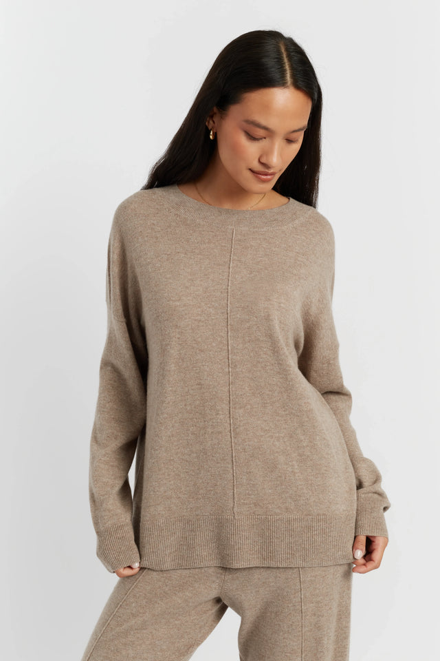 Warm-Oatmeal Wool-Cashmere Slouchy Sweater image 1