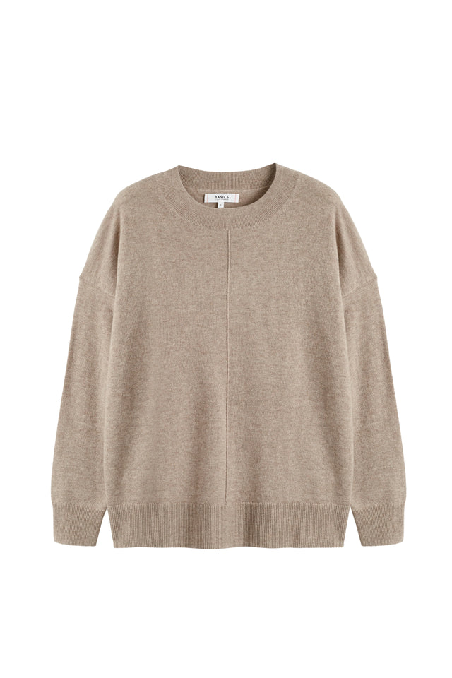 Warm-Oatmeal Wool-Cashmere Slouchy Sweater image 4