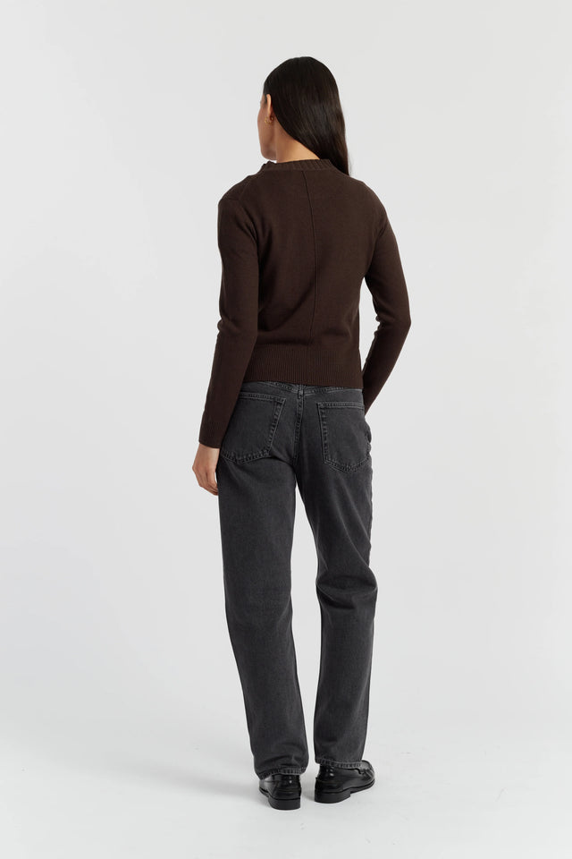 Chocolate Wool-Cashmere Cropped Sweater image 3