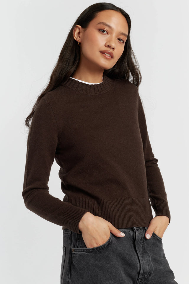 Chocolate Wool-Cashmere Cropped Sweater image 1