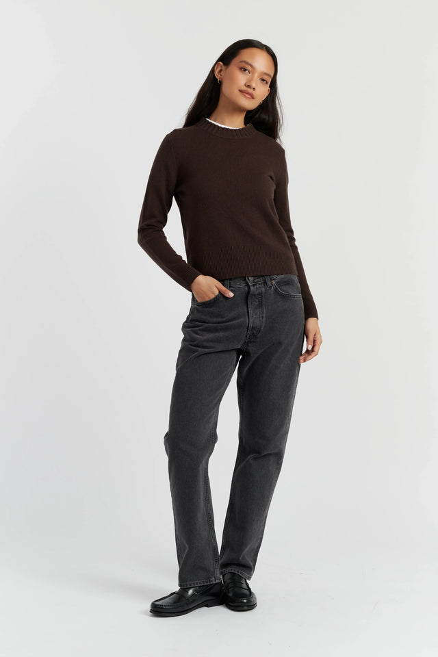 Chocolate Wool-Cashmere Cropped Sweater image 2