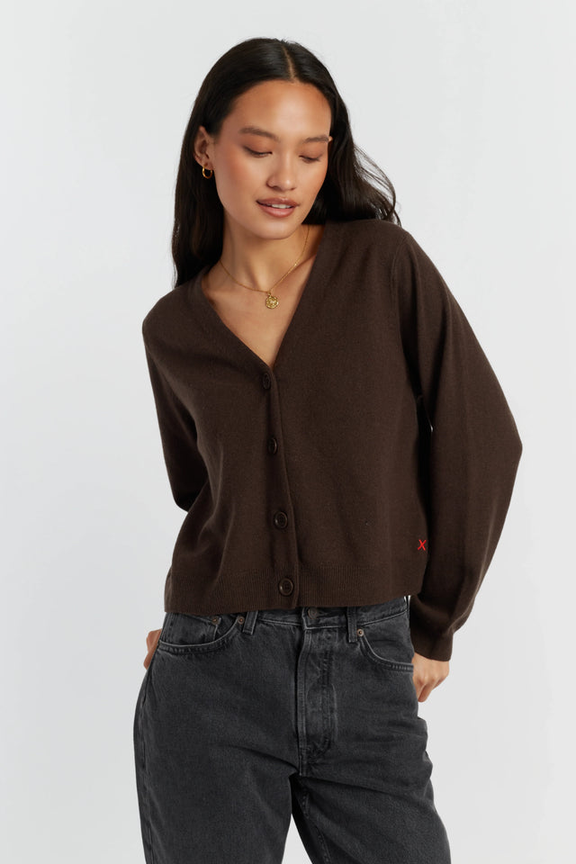Chocolate Wool-Cashmere Cropped Cardigan image 1