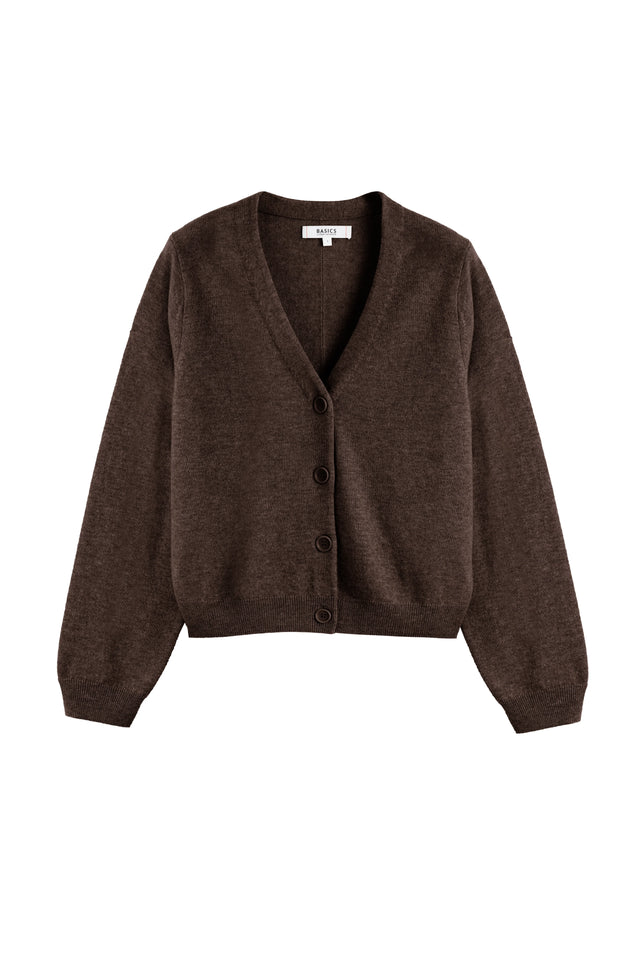 Chocolate Wool-Cashmere Cropped Cardigan image 5