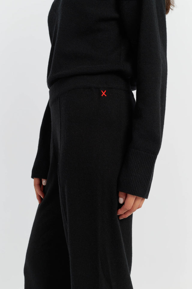 Black Wool-Cashmere Wide-Leg Track Pants image 2