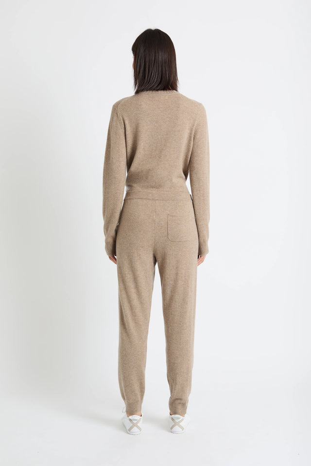Warm-Oatmeal Wool-Cashmere Cuffed Joggers image 3