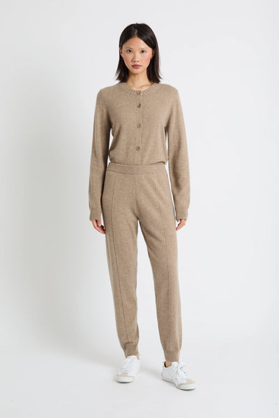 Warm-Oatmeal Wool-Cashmere Cuffed Joggers