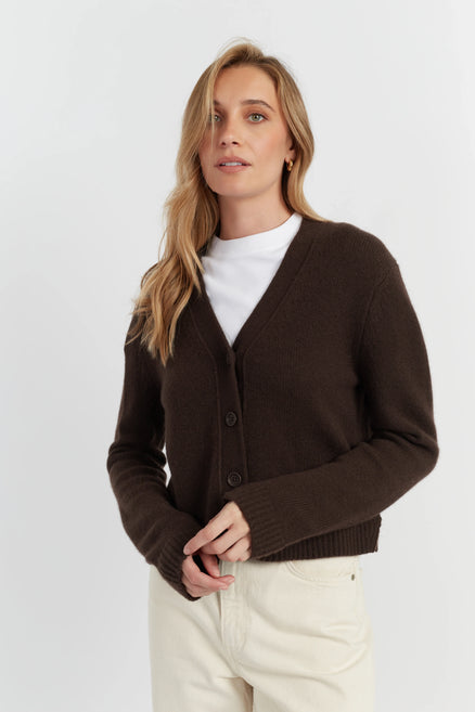 Chocolate Pure Cashmere Cardigan