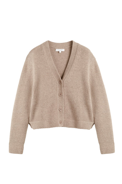 Warm-Oatmeal Pure Cashmere Cardigan