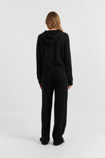 Black Pure Cashmere Zip Hoodie