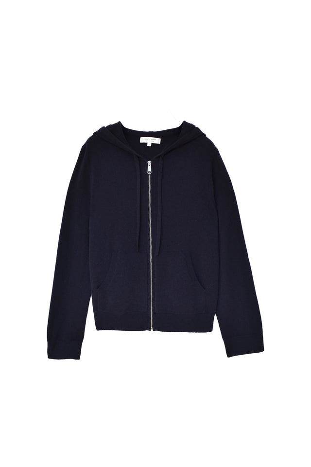 Navy Pure Cashmere Zip Hoodie image 4