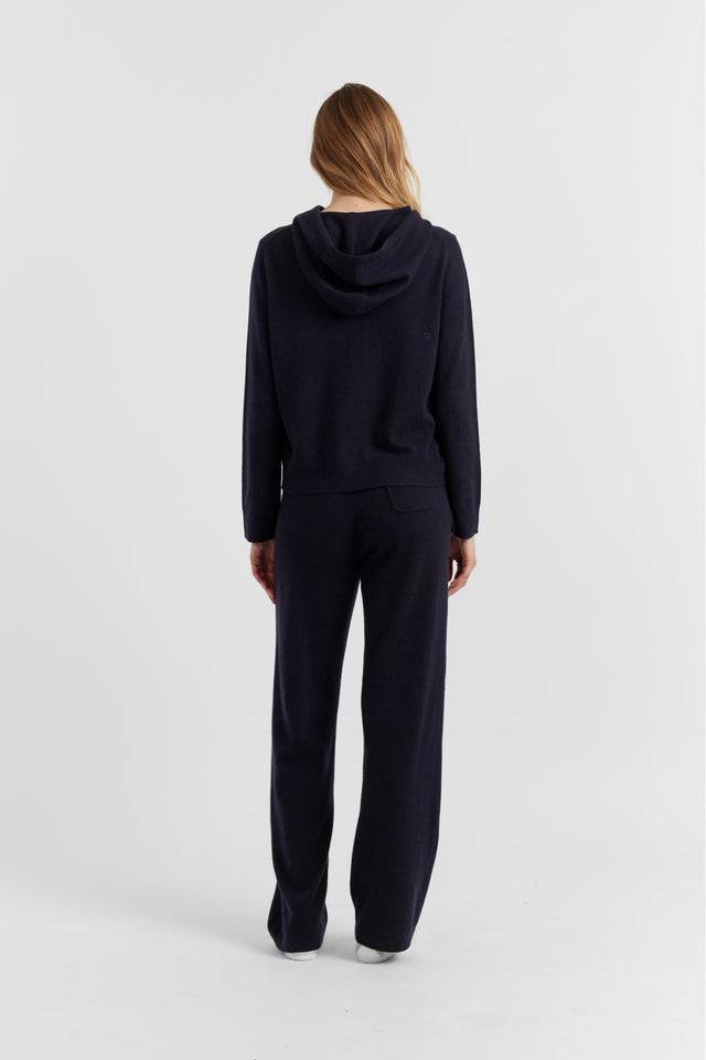 Navy Pure Cashmere Zip Hoodie image 3
