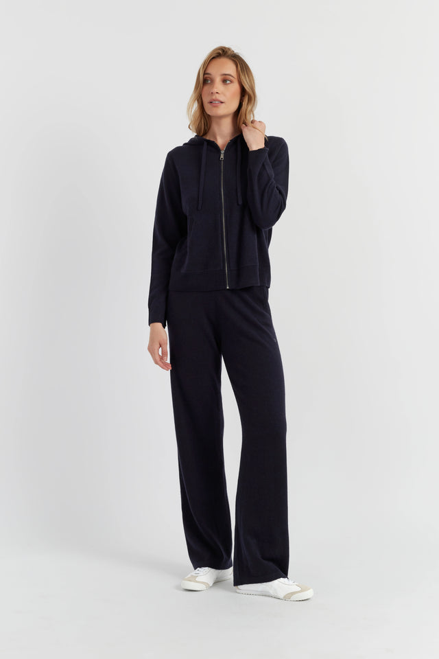 Navy Pure Cashmere Zip Hoodie image 2