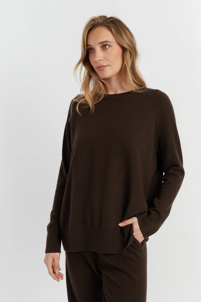 Chocolate Pure Cashmere Slouchy Sweater image 1