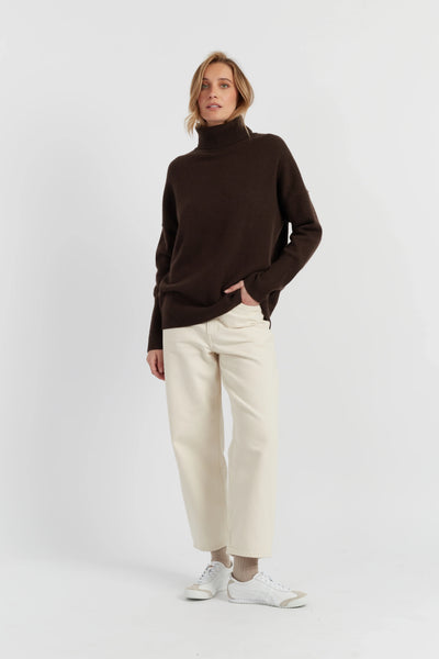 Chocolate Pure Cashmere Rollneck Sweater