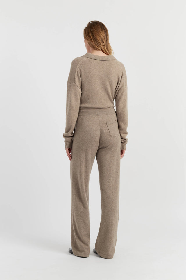 Warm-Oatmeal Pure Cashmere Wide-Leg Pants image 3