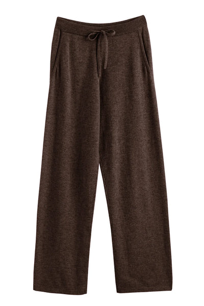 Chocolate Pure Cashmere Wide-Leg Pants
