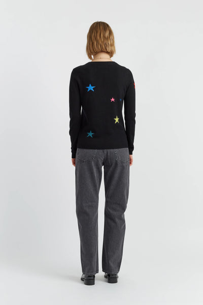 Black Wool-Cashmere Star Sweater
