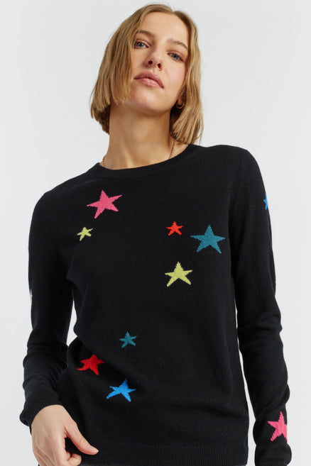 Black Wool-Cashmere Star Sweater