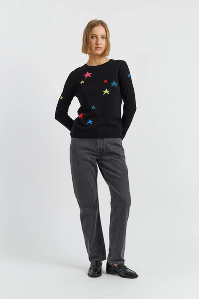Black Wool-Cashmere Star Sweater