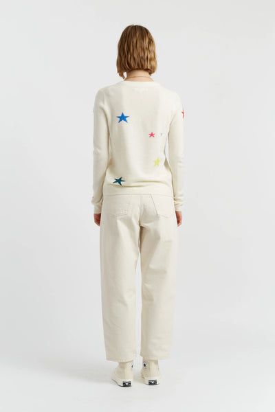 Cream Wool-Cashmere Star Sweater