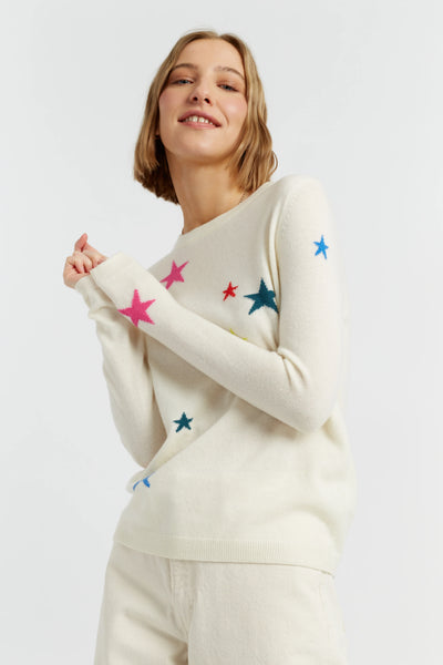 Cream Wool-Cashmere Star Sweater