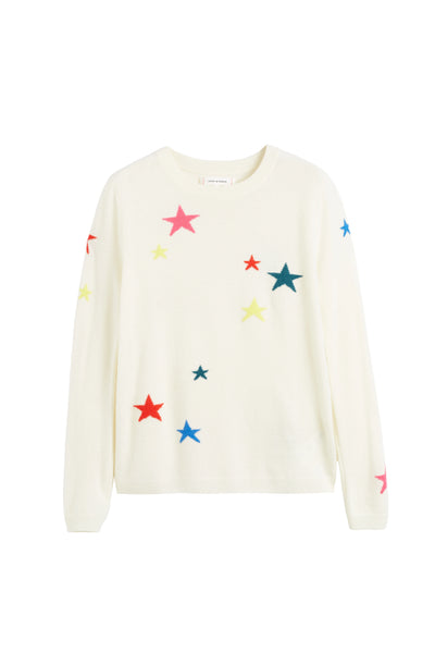 Cream Wool-Cashmere Star Sweater