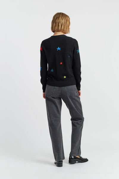 Black Wool-Cashmere Star Cardigan