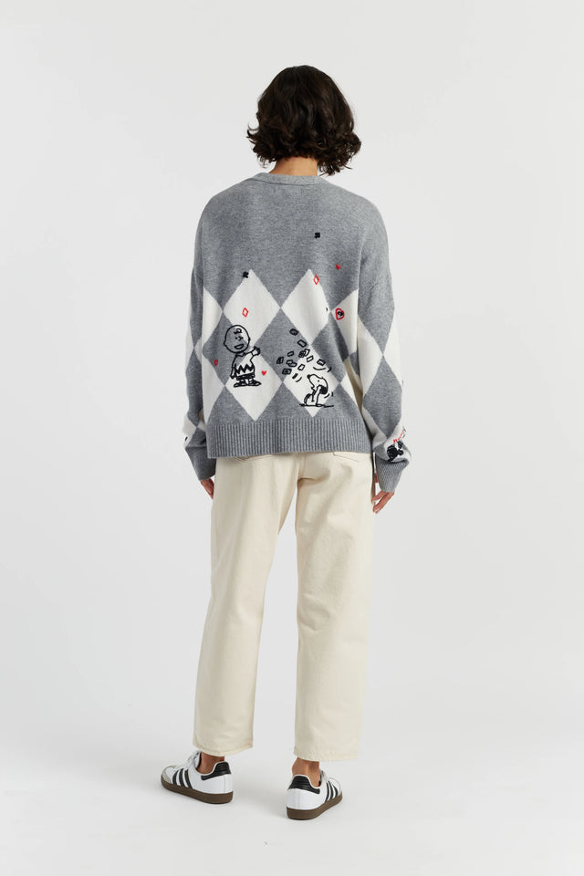 Grey Wool-Cashmere Peanuts Poker Cardigan image 3