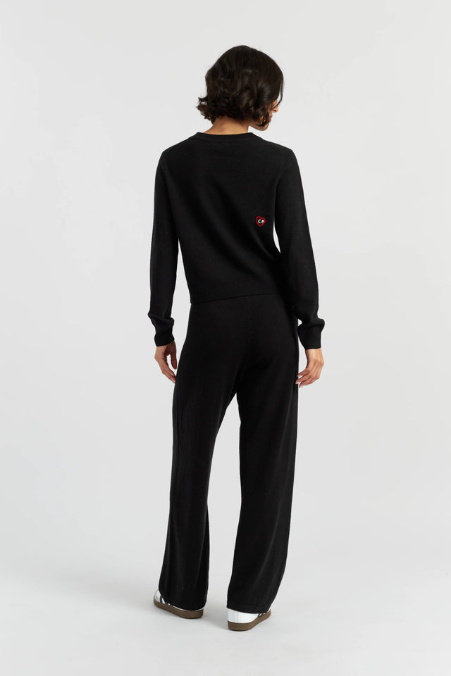 Black Wool-Cashmere Snoopy & Charlie Brown Cardigan image 3