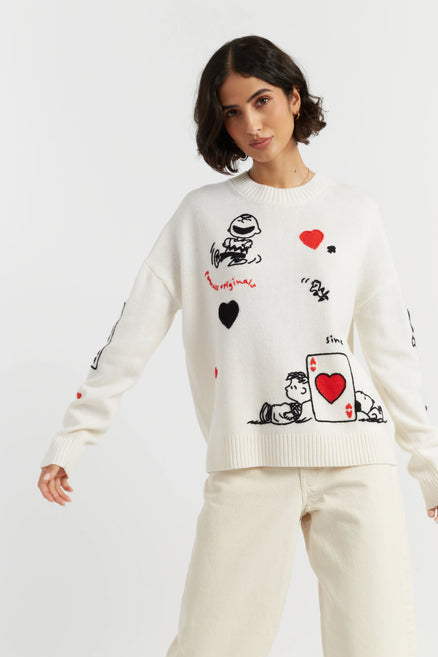 Cream Wool-Cashmere Charlie's Poker Pals Sweater