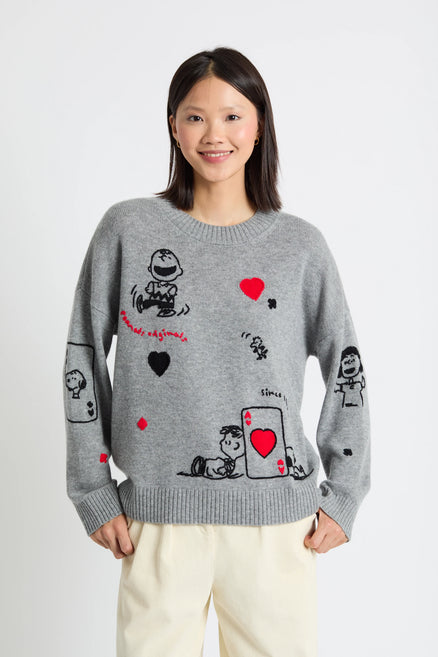 Grey Wool-Cashmere Charlie's Poker Pals Sweater
